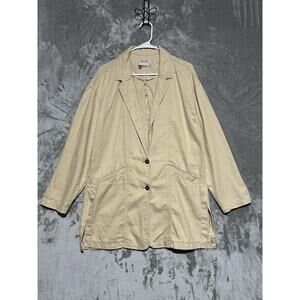 Anthropologie Pilcro Oversized Summer Blazer Jacket Womens S Cream Linen Coastal